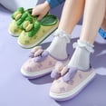 thumbnail image 4 of Zapatillas de algodón de suela gruesa para mujer en otoño e invierno, ropa exterior con lazo nuevo, interior para el hogar, además de zapatillas de algodón cálidas e impermeables de terciopelo para in, 4 of 5