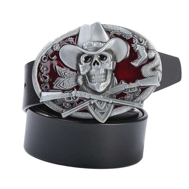 Cinturón de material cuero para Hombre Occidental Metal Cowboy Rodeo Hebilla Jean Accesorios BLESIY Cinturón de vaquero occidental