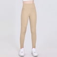 thumbnail image 4 of Wxirdiow Girls Flare Leggings Girls Leggings High Waist Athletic Yoga Pants with Pockets Dance Running Tights Khaki Size,9-10 Years, 4 of 7