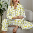thumbnail image 4 of Wukai Yellow Lemon Leaves Print Women's Pajama Set - Soft Long Sleeve Sleepwear for Comfort and Style-XX-Large, 4 of 9