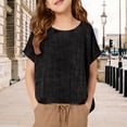 thumbnail image 6 of UACY Cotton Linen Tops for Girls Oversized Summer Boho Short Sleeve Shirts Teen Kids Plain Loose Lightweight Beach Blouse, 6 of 7