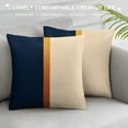 thumbnail image 3 of JEUXUS  Pack of  Throw Pillow Covers Decorative Patchwork with Gold Leather Pillowcase Soft Solid Decoration Cushion Case Square for Couch Sofa Bed Chair Living Room Dark Blue, 3 of 5