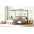 thumbnail image 4 of Tensun Grey Wash Solid Wood King Size Canopy Platform Bed Frame with Headboard, Support Legs, 4-Post Design, 4 of 5