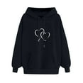 thumbnail image 3 of ShomPort Women Graphic Print Hoodies Fleece Sweatshirt Casual Basic Long Sleeve Workout Pullover Fall Clothes (Black 37), 3 of 3