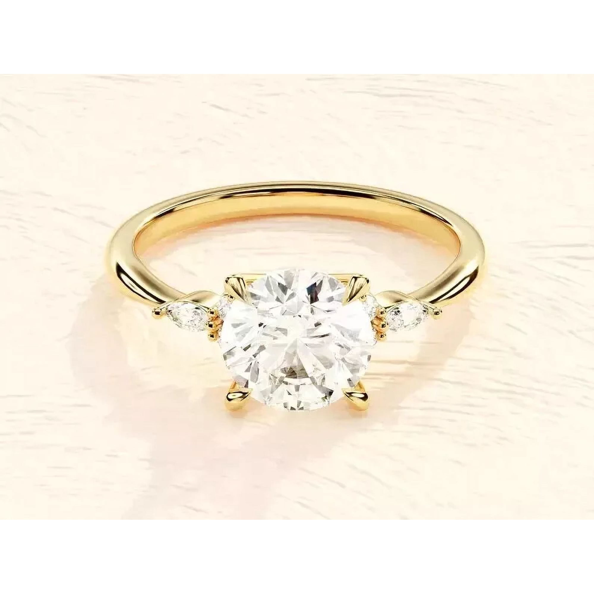 2.00Ct Round Cut Lab Created Diamond Engagement Ring 14K Yellow Gold Plated