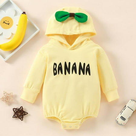 

Lovebay Newborn Infant Baby Girl Boy Hooded Romper Letter Print Hoodie Outfit 0-18 Months