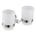 thumbnail image 2 of Double Toothbrush Holder Angle Simple SUS304 Stainless Steel Wall Mounted Glass Tumbler Holder with Frosted Glass Cup Toothpaste Razor Organizer Bathroom Storage Brushed Nickel, 2 of 4