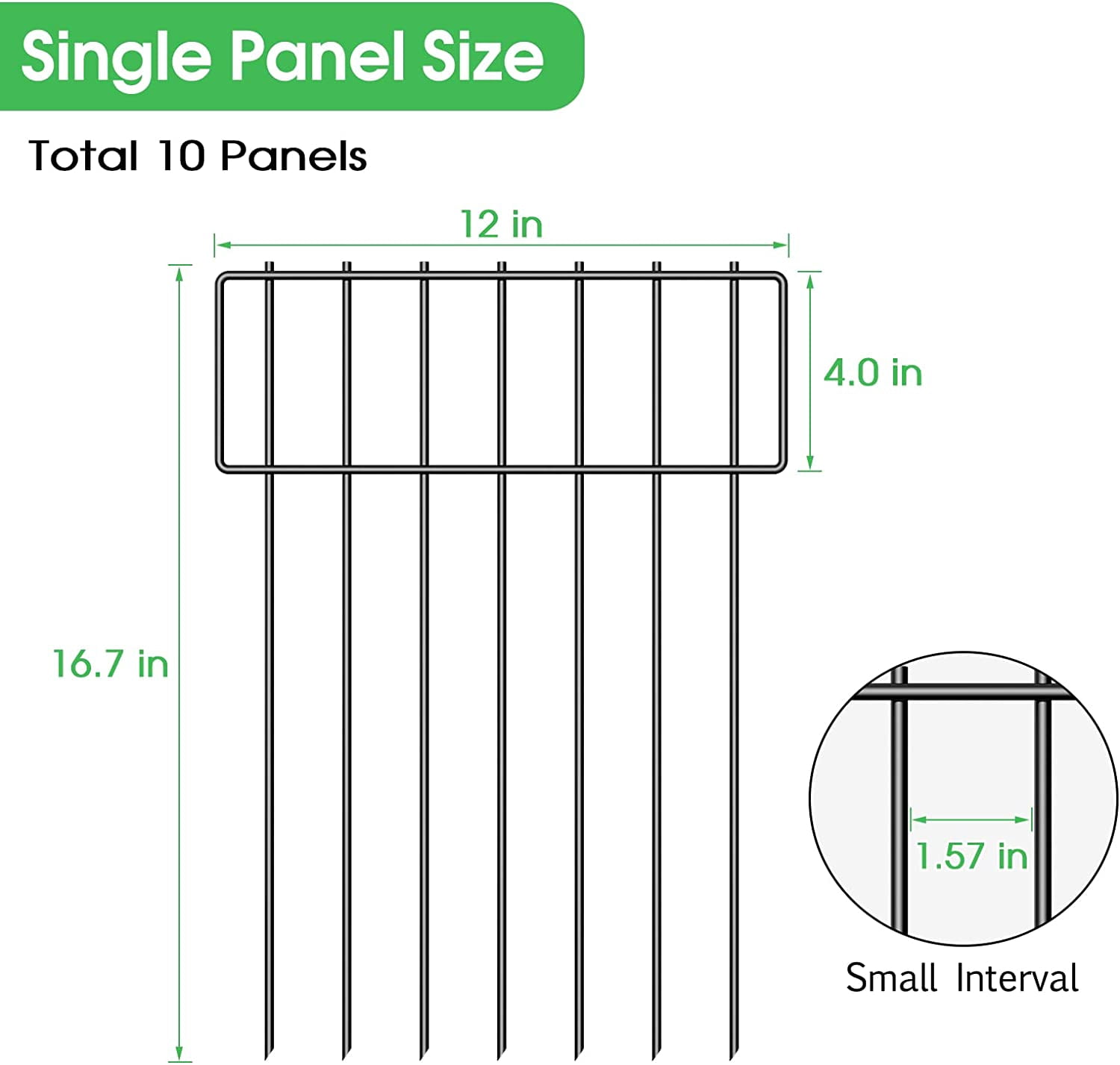 Animal Barrier Fence, Total Decorative Garden Fence , Rustproof Metal Barrier Bottom Fence, Dog Rabbits Ground Stakes Border Fence for Garden.