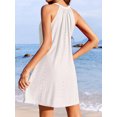 thumbnail image 5 of Women's Eyelet Grecian Neck Mini Dress Eyelet Detail 95% Polyester 5% Spandex Lightweight Daywear Evening Ready, 5 of 19