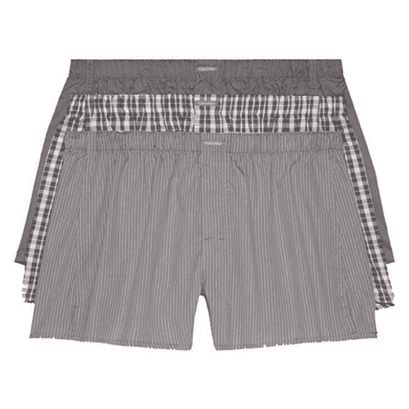 Calvin Klein Men's Cotton Classics 3-Pack Woven Boxer NB4006061, Grey Multi, 2XL