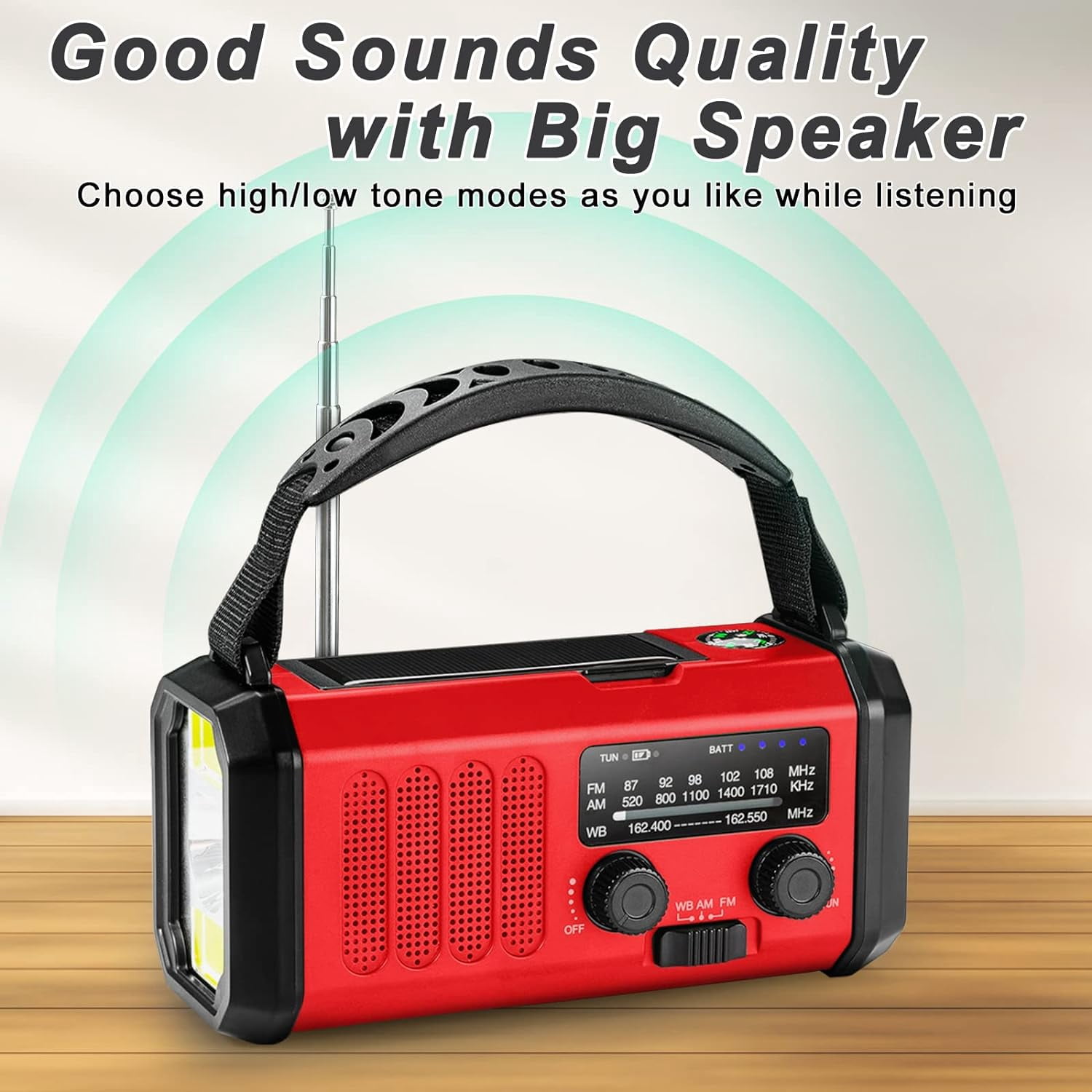 Hand Crank Emergency Radio,  Weather Radio with  Solar Radio,10000mAh Rechargeable Battery Powered, USB-C Charger, Flashlight, SOS Alarm, for Storm, Hurricanes Outdoor Survival Emergencies