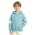 thumbnail image 4 of Ruyang Kids Long Sleeve Hooded Sweatshirt Striped Sleeve Pullover Hoodies Oversized Loose Kangaroo Pocket Sweatshirt for Girls, 4 of 9