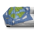 thumbnail image 3 of Earth Soft Flannel Fleece Blanket, Child's Drawing of the Planet Earth Surrounded with Clouds Day and Night Cycle, Cozy Plush for Indoor and Outdoor Use, 50" x 70", Blue Green White, by Ambesonne, 3 of 6