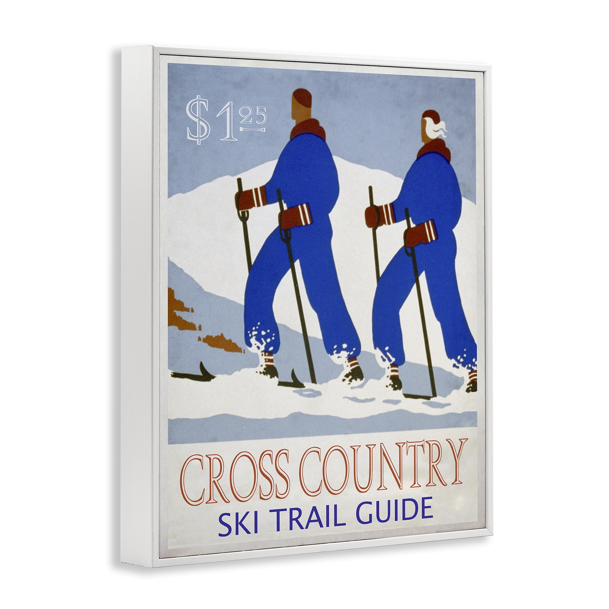 Stupell Industries Vintage Cross Country Ski Sports Painting White Framed Art Prints Wall Art, 11 x 14