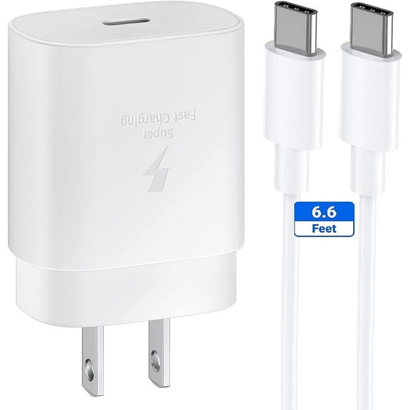 Fast Charger 25W USB C Super Fast Charging with 6.6FT Type C Charger Cable Cord for Motorola Edge (2023) Super Fast Charging 25W PD Charger Kit - White