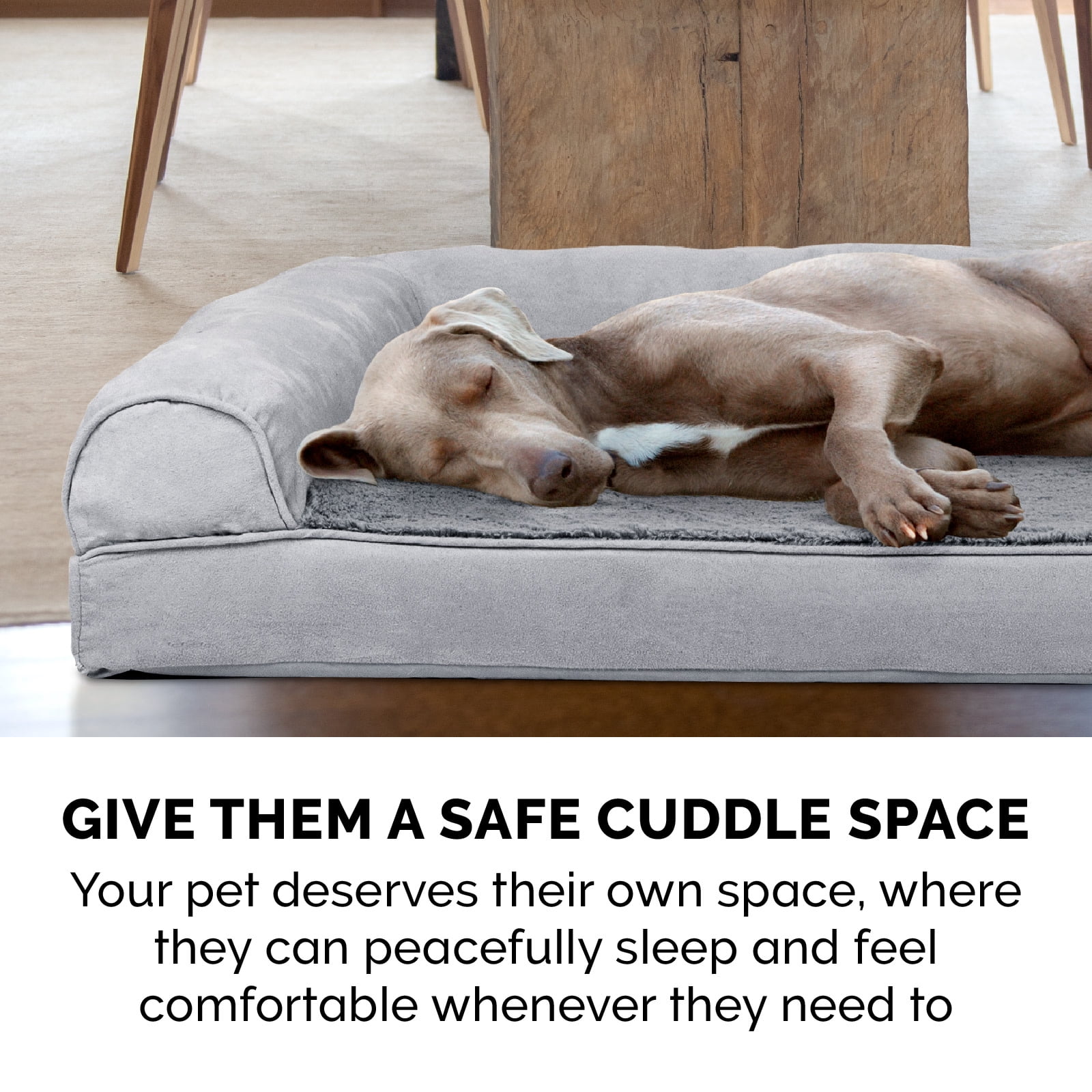 FurHaven Plush & Suede Orthopedic Sofa Pet Bed, Gray, Jumbo Plus, 1 Count