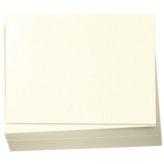 Hamilco 5x7 Ivory Linen Cardstock Paper Blank Index Cards Flat Card Stock 80lb Cover 100 Pack