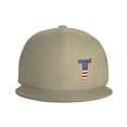 thumbnail image 3 of DouZhe Flat Brim Cap Snapback Hat, Alphabet T America Usa Flag Prints Adjustable Yellow Adult Baseball Cap, 3 of 6