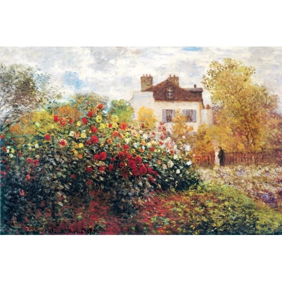 The Artist's Garden in Argenteuil (A Corner of The Garden with Dahlias) by Claude Monet Art Print Laminated Poster - 36.5" x 24.5"