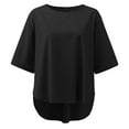 thumbnail image 5 of Patlollav Womens Loose Cotton Linen Shirts Round Neck Solid Tunics Casual Short Sleeve Tops, 5 of 6