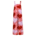thumbnail image 4 of ASDFVBKG Valentine's Day Jumpsuit Women Dressy One Piece Button Jumpsuits with Pocket Wide Leg Onesie Heart Graphic Classic Overalls Loose Fit Outfits Watermelon Red L, 4 of 5