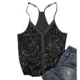 thumbnail image 7 of YYDGH Women's V-Neck Sequin Tank Tops Sleeveless Sparkle Camisole Vest Spaghetti Straps Cami Shirts for Party Black M, 7 of 7