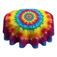 thumbnail image 4 of Rainbow Tie Dye Concentric Circles Round Tablecloth 60"x60",Wrinkle Wipeable Table Cloth for Kitchen Dining Room Picnic Patio Party, 4 of 6