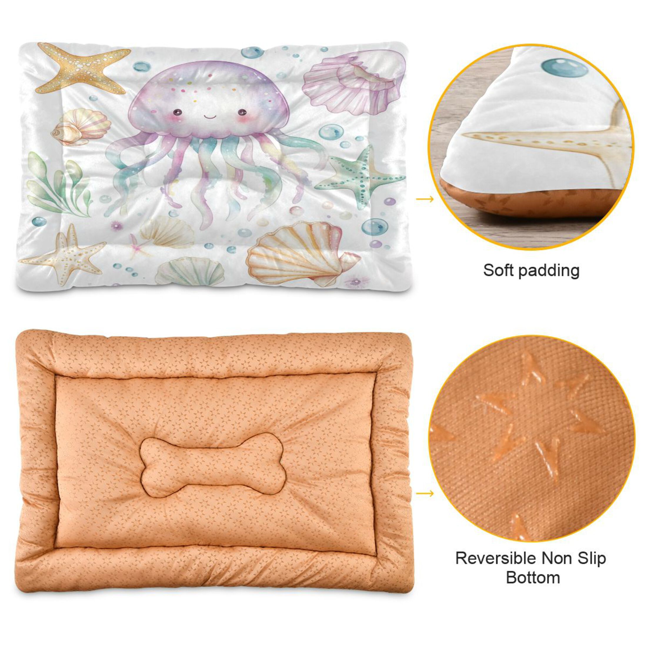 Qxltty Jellyfish Shell Figure Ped Pad Wear-resistant and Hard to Bite Through Sleeping Pad for Small Medium Large Dogs Winter Pet Bed 36×24in