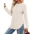 thumbnail image 5 of Sakmal Tops Women Cute Tunic Yellow Knit Sweaters Solid Long Sleeve Crew Neck Tops for Women, 5 of 7