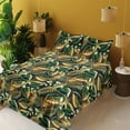 thumbnail image 2 of Ambesonne Forest Fitted & Flat Sheet with Shams 4 Pcs Set, Fantasy Jungle Floral Leaves, Calking, Amber Forest Green and Fawn, 2 of 5