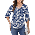 thumbnail image 2 of UVN Chiffon Blouses for Women Dressy Ruffle V Neck Tops Summer Casual 3/4 Sleeve Shirts, 2 of 10