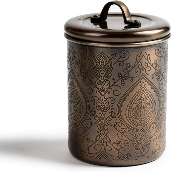 1 qt. Etched Antique Copper Canister