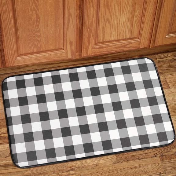 Kitchen Floor Mat Memory Foam Anti Fatigue Durable Non Skid Rug for Long Standing Comforter, 30" x 18", Buffalo Check Black/White