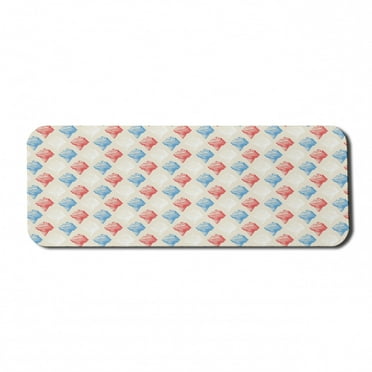 Vintage Computer Mouse Pad, Dessert Theme Delicious Creamy Sugary Treats Illustration of Ice Cream, Rectangle Non-Slip Rubber Mousepad Large, 31" x 12", Eggshell Red and Blue, by Ambesonne