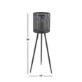 thumbnail image 5 of DecMode Modern 36 x 13 inch black iron and glass floor candle holder, 5 of 5