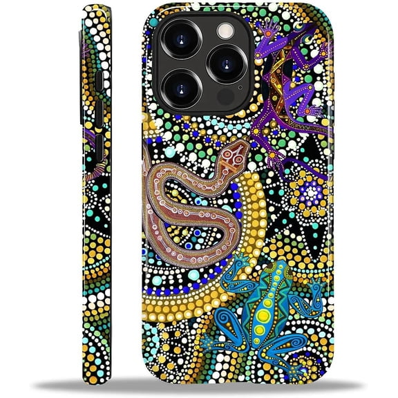 Case for iPhone 15 Pro Max, Hybrid Heavy Duty 2 in 1 Full Body Rugged Shockproof Protection Glossy Case for iPhone 15 Pro Max - Snake Frog Art