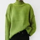 thumbnail image 2 of Gibobby Suéter de Punto, Suéter de cuello de tortuga para mujer, suéter de punto de manga larga, suéter de canalé fino, blusa de temperamento para mujer(Verde,CH), 2 of 5
