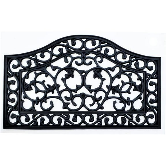 HomeRoots 573952 18 x 30 in. Black Rubber Outdoor Door Mat