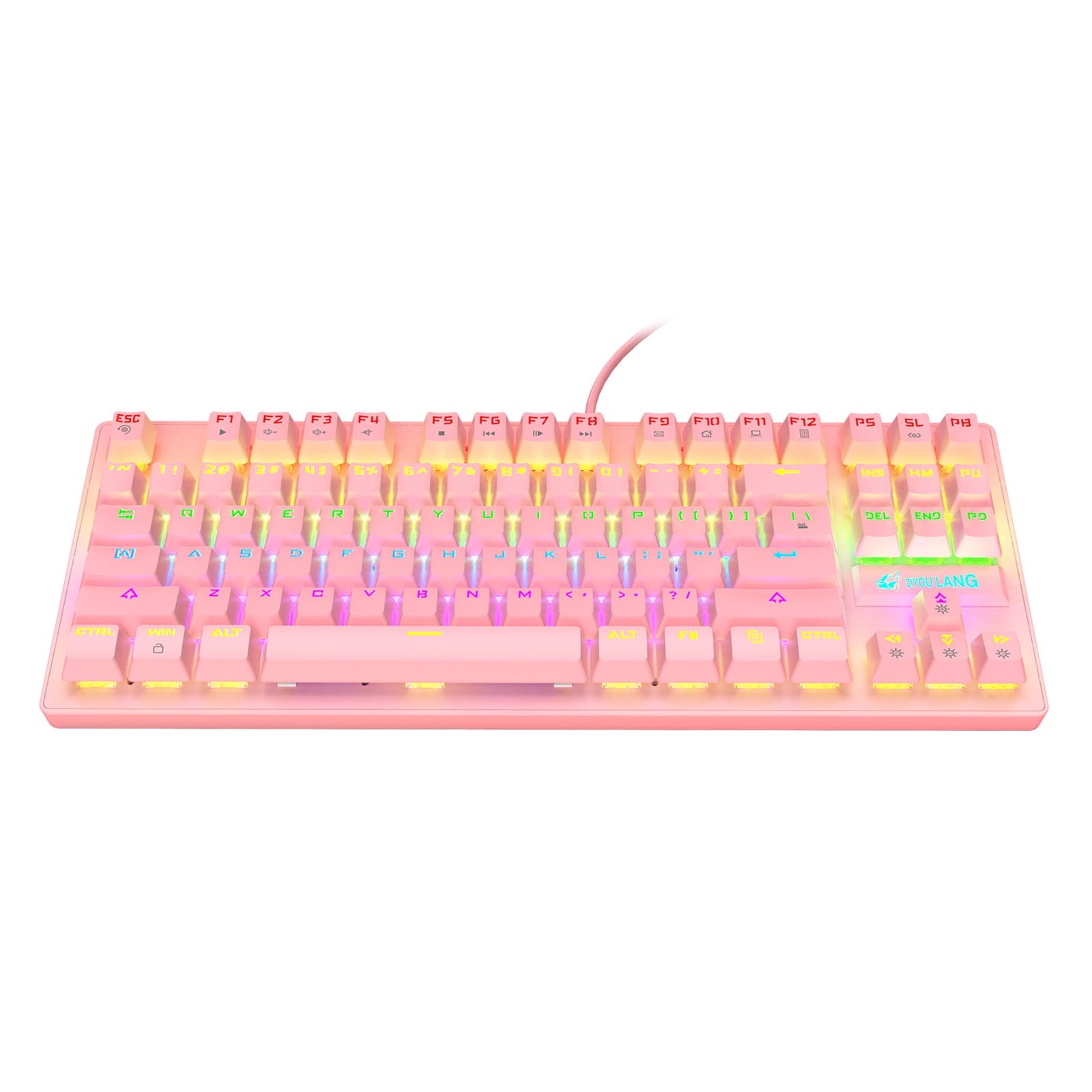 Yufenmy Clearance Tech Accessories Mechanical Keyboard 87 Keys Layout LED Backlit Blue Switches Wired