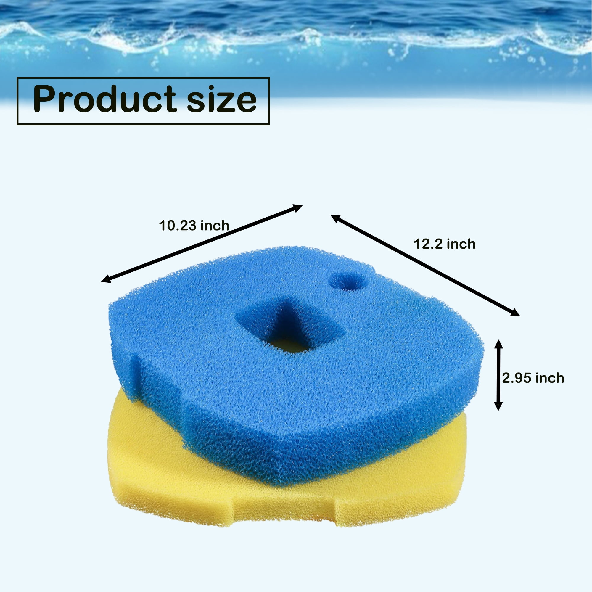 Delapan Coarse and Fine Pads,Sponge Pond Filter Pad Replacement for CUF-3800 CUF-5800 950/1370GPH, 6-Pack