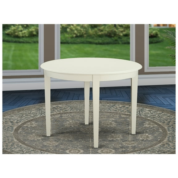 Round Kitchen Dining Table - 42" White Table with Tapered Legs - Modern Dining Room Table