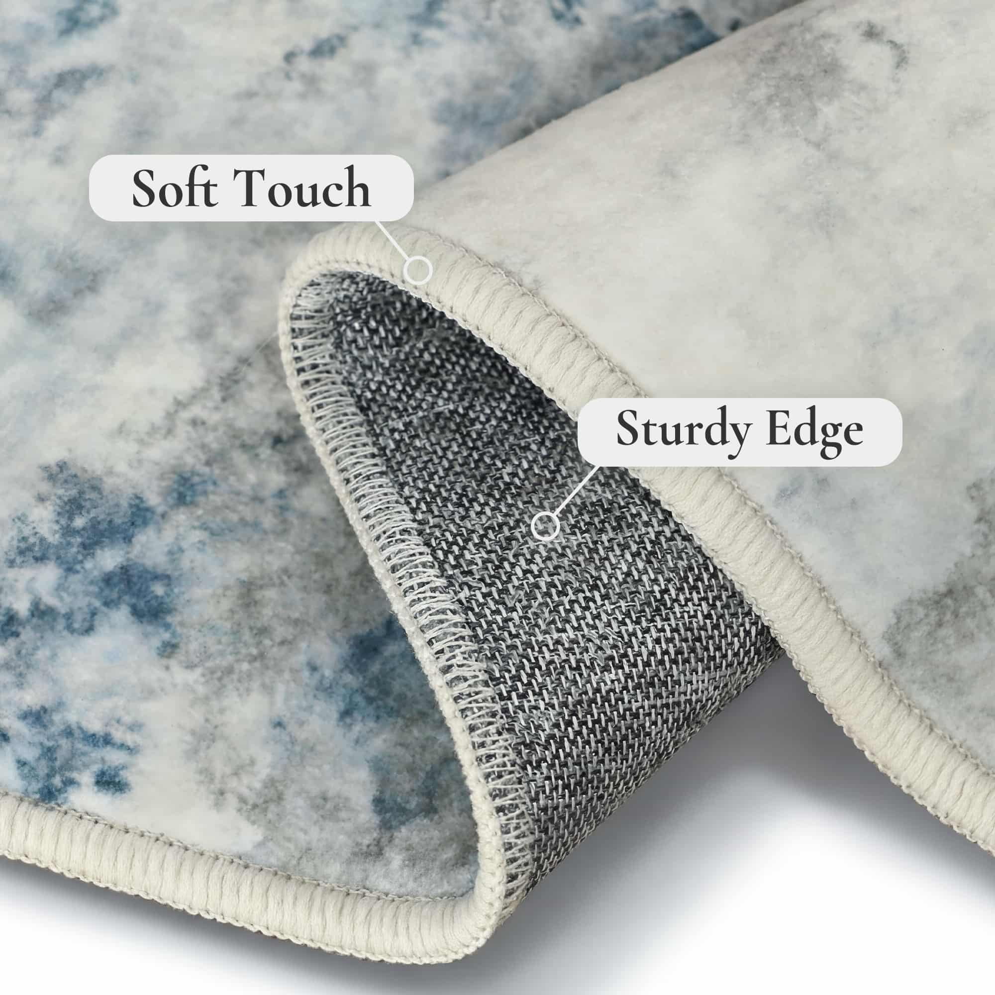 KUETH 3×5 Area Rug Washable for Living Room, Large Blue Print Pattern Modern Abstract Soft Non Slip Low Pile Indoor Rug, Bedroom, Dinning Room