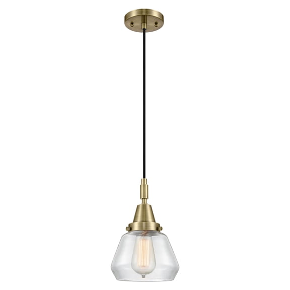 447-1P-AB-G172 Innovations Lighting Fulton - 1 Light Cord Hung Mini Pendant-7 Inch Wide and 10.13 Inch Tall-Antique Brass Finish-Clear Glass Color