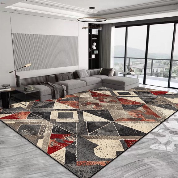 Nordic Luxury Geometric Carpets Fashion Red Large Living Room Carpet Anti Slip and Water Absorption Rugs for Bedroom r Mat
