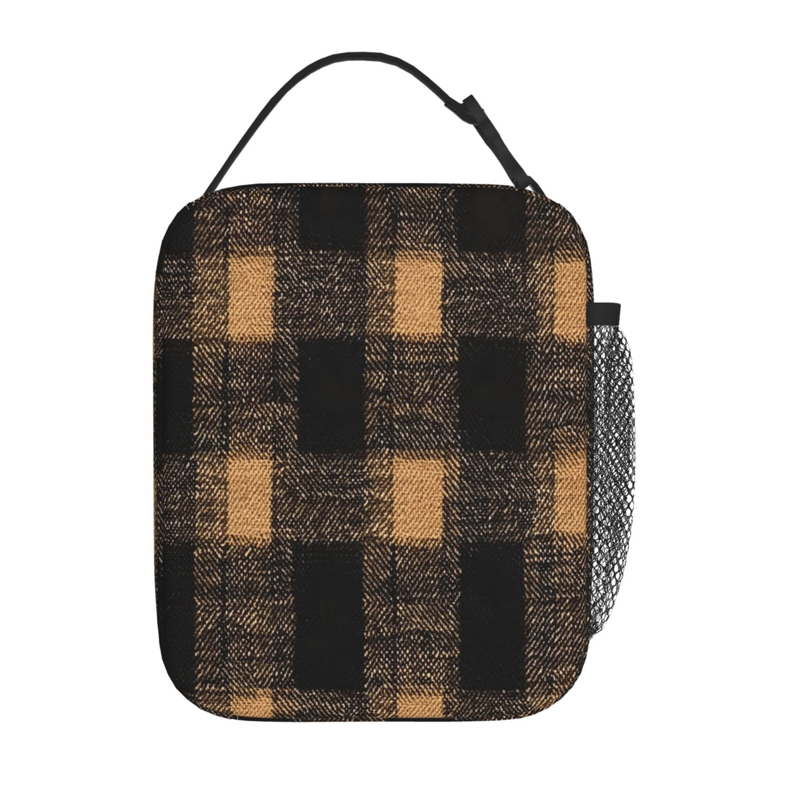 Lunch Bag For Women Men Insulated Portable Lunch Box Bento Box Office Picnic Travel Cooler Bag Argyle Plaid Brown_17043_1