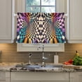 thumbnail image 2 of Yayeee Kitchen Curtains Tier Pair Light Filtering 27"x36" Rod Pocket Short Cafe Window Panel, Beige Wavy Plaid, 2 of 7