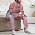 thumbnail image 7 of Wukai Pastel Pink Beach Cafe Men's Long Sleeve Pajama Set,Long Sleeve Mens Sleepwear with Pockets & Front Fly-Medium, 7 of 7