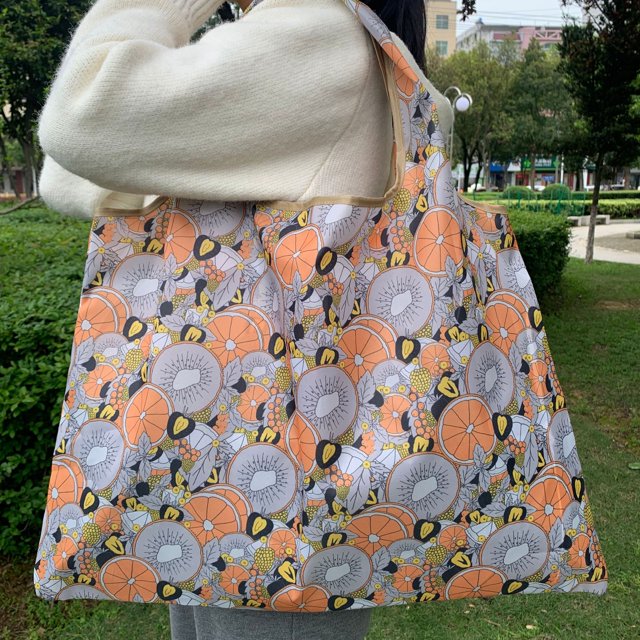 Bolsa de protección del medio ambiente plegable de dibujos animados, bolsa de compras de protección del medio ambiente de tela oxford, bolsa de almacenamiento portátil