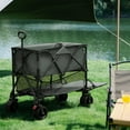thumbnail image 3 of Folding Double Decker Camping Wagon, VECUKTY Heavy Duty Collapsible Outdoor Wagon Cart with 54" Lower Decker, All-Terrain Big Wheels Support Up to 500lbs, Gray, 3 of 10