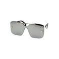 thumbnail image 2 of Womens Shield Oversize Mobster Rimless Flat Top Bridge Sunglasses Gold Silver Mirror, 2 of 4
